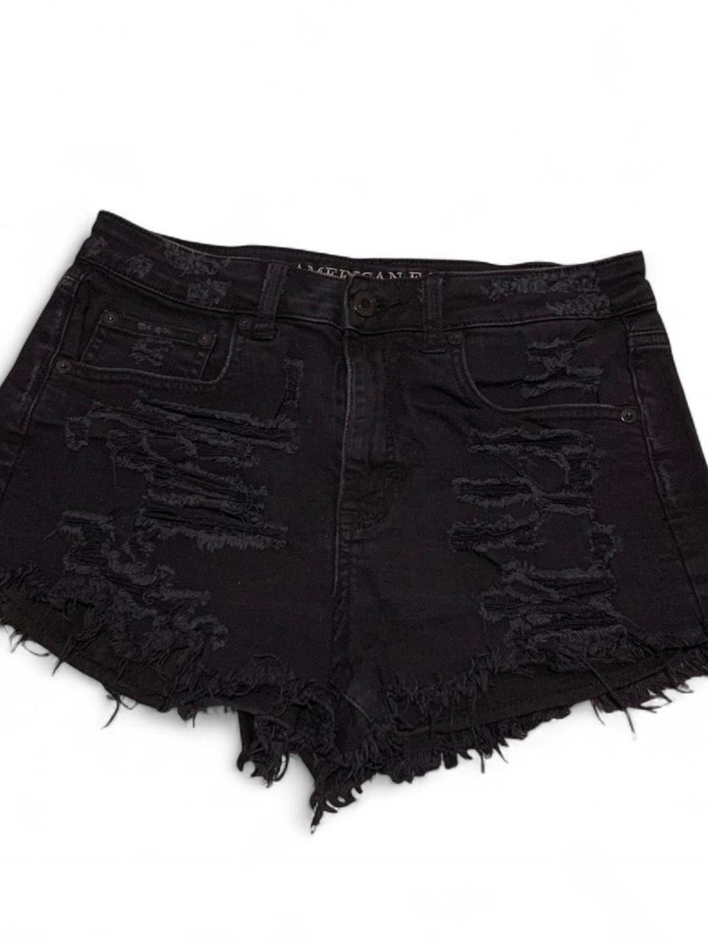 Hollister Black Distressed High-Rise Jean Shorts